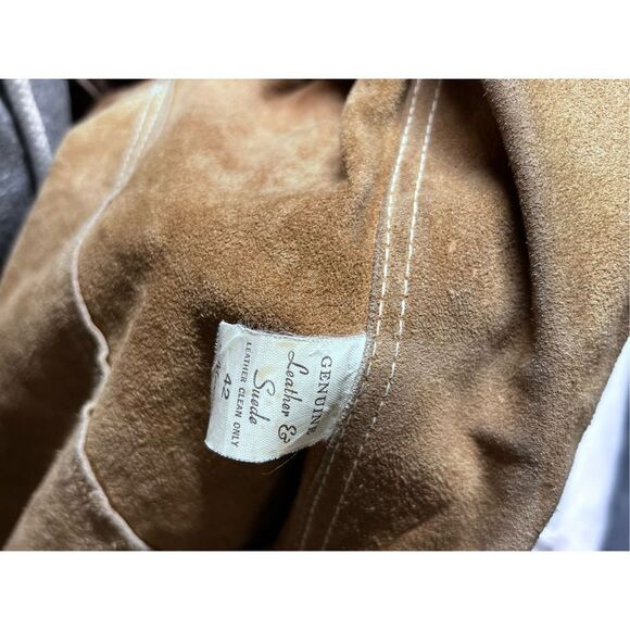 Vintage Heavy Duty Western Cowboy Style Brown Leather & Suede Front Snap Button - Picture 9 of 13